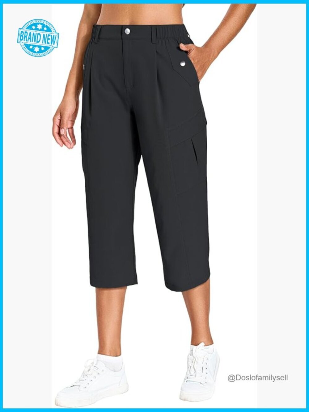 Cargo Capris Lightweight Quick Dry Hiking Pants with 6 Pockets High Rise